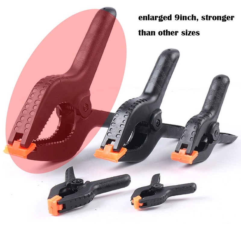 ONDY 2 Pack Of 9â€ Large Spring Clamps Heavy Duty Nylon Muslin Woodworking Clamps Photo Studio Backdrops Backgrounds Clamps Set, the Jaws Have a Maximum Opening of 4" - Image 3